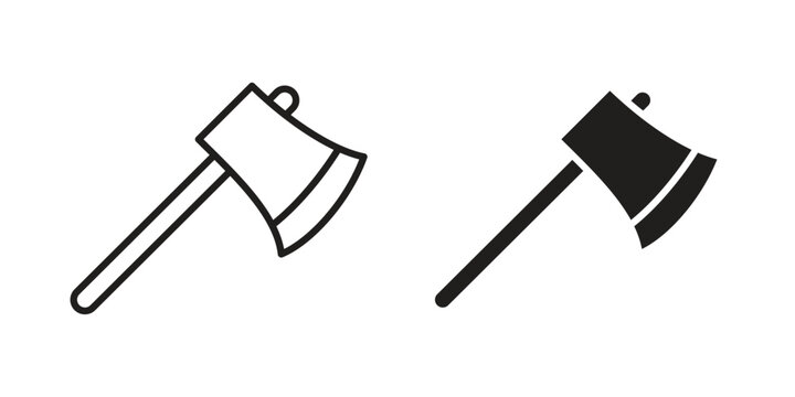 Axe icon, thin line symbol, editable stroke eps 10