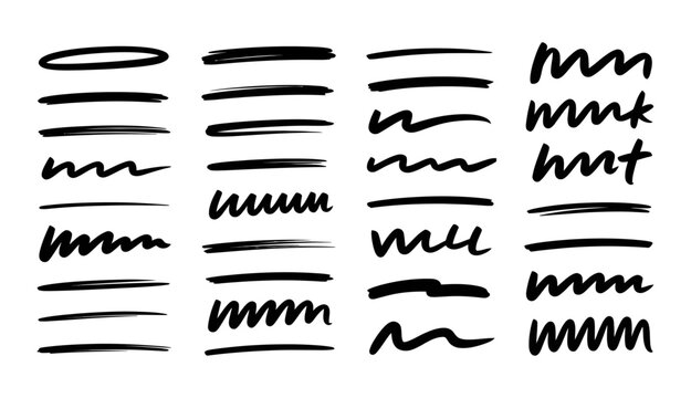 Hand Drawn Underline Scribble Lines Marker Stroke Set, Design Elements, Creative Decoration, Graphic Resources
