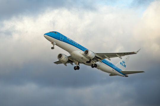 Gdansk, Poland - April 8, 2026: KLM Royal Dutch Airlines plane at Gdansk Airport
