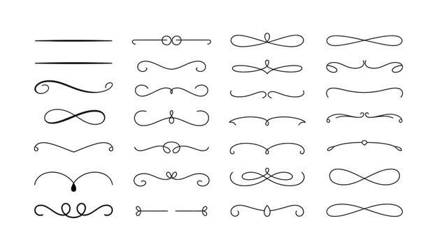 Elegant Divider Flourish Lines Vintage Decorative Elements Set &ndash; Design Elements, Wedding Invitation, Graphic Resources