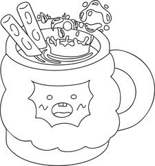 Obraz premium Floating Water in Space Line Art Coloring Page
