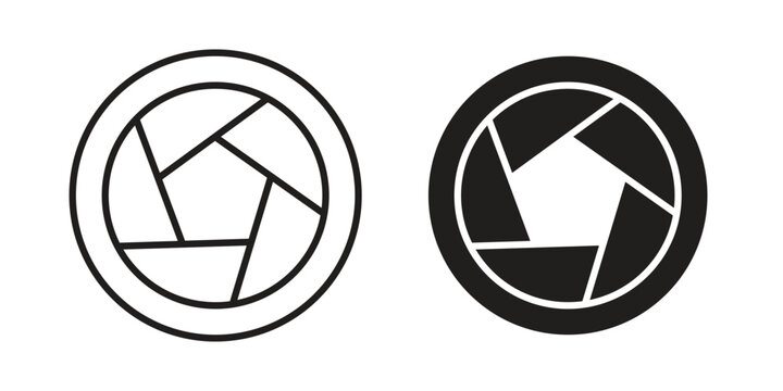 Camera shutter icon, thin line symbol, editable stroke eps 10
