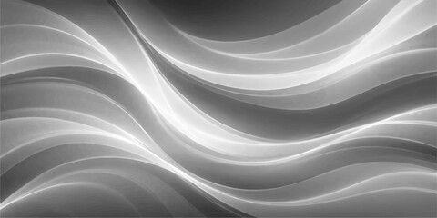 Fototapeta premium Abstract black and white background with a smooth silk texture featuring soft flowing waves and a blue light motion curve design on a liquid satin fabric backdrop