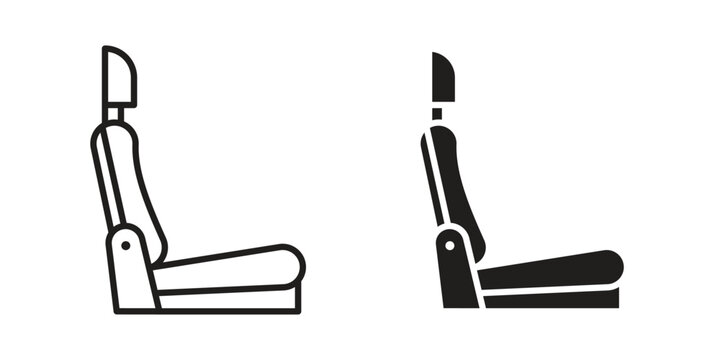 Car seat icon, thin line symbol, editable stroke eps 10