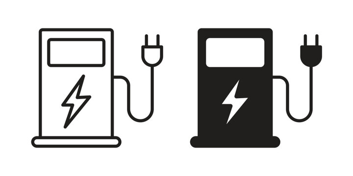 Charging station icon, thin line symbol, editable stroke eps 10