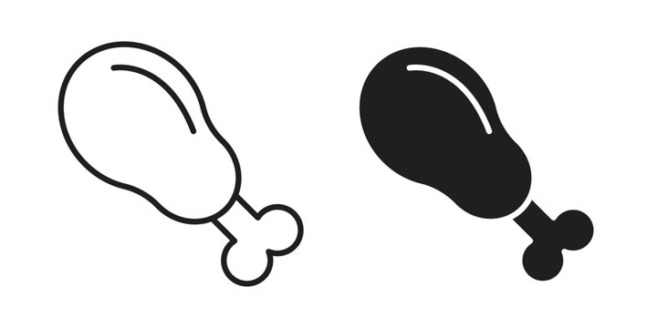 Chicken leg icon, thin line symbol, editable stroke eps 10
