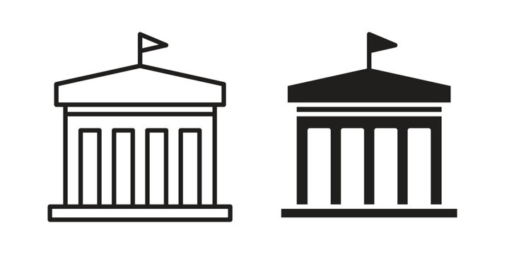 City hall building icon, thin line symbol, editable stroke eps 10