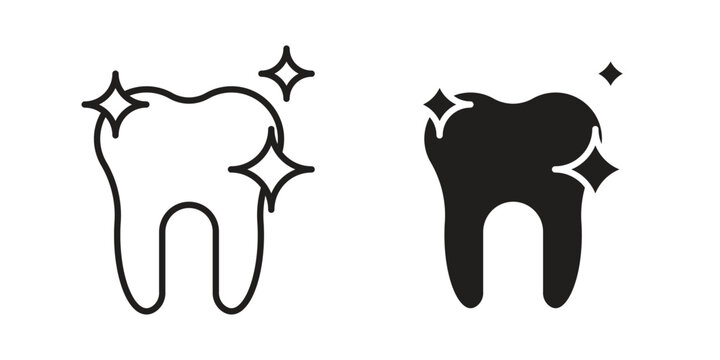 clean tooth icon, thin line symbol, editable stroke eps 10