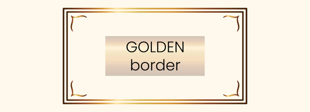 Frame label cover for gold golden border premium. Boarder rococo square for elegant invitation vector and line rectangle box. Frame deco design for gold art thin
