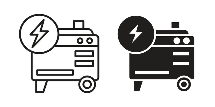 Electric generator icon, thin line symbol, editable stroke eps 10