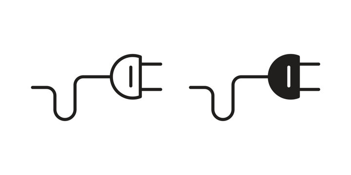 Electrical plug icon, thin line symbol, editable stroke eps 10