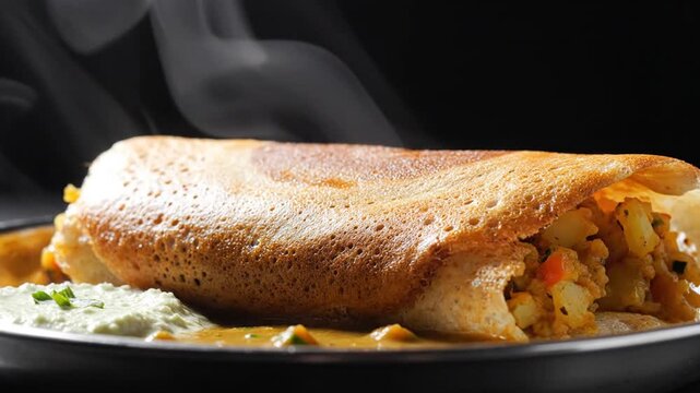 Steaming Hot Indian Paratha Filled with Spiced Vegetables and Aromatic Herbs