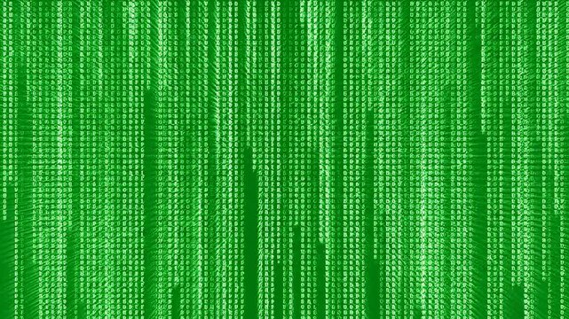 Abstract falling green digital rain motion background with matrix coding effect for cybersecurity and programming concepts
