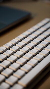 Close up of mechanical keyboard with orange escape key