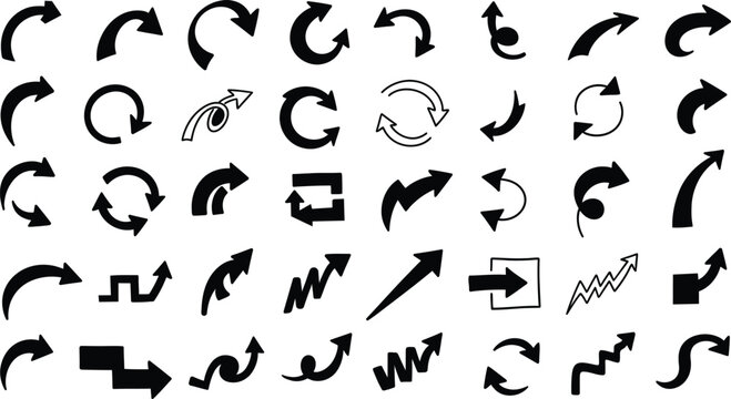 Collection of various arrow symbols in different styles and directions