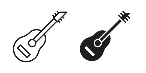 Fototapeta premium Guitar icon, thin line symbol, editable stroke eps 10