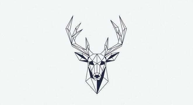 A geometric deer head illustration in a minimalist flat design style