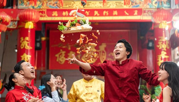 Yee sang toss (prosperity toss), action shot