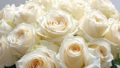 Obraz premium A close-up of a bouquet of white roses with lush petals