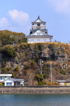 Kitsuki Castle overlooking the sea in Oita Prefecture, Japan.