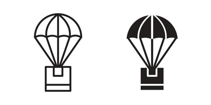 Parachute icon, thin line symbol, editable stroke eps 10