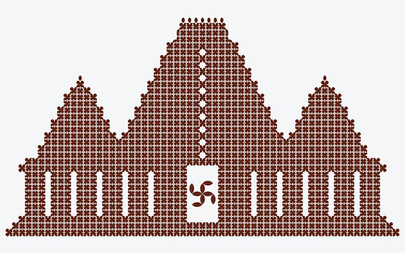 South Indian Temple Tower in a Floral Silhouette Design.