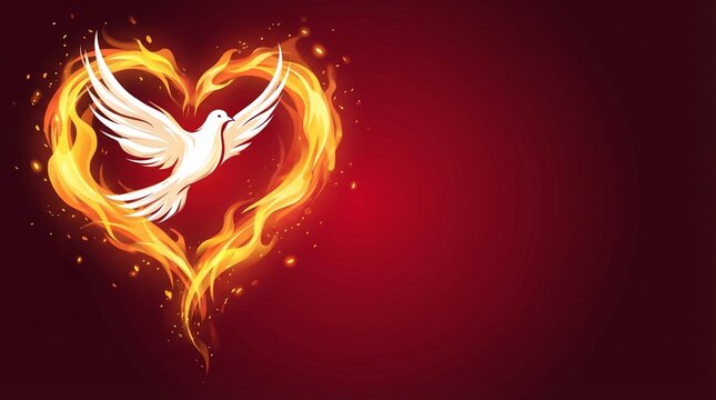 Pentecost Sunday Christian holiday Abstract Banner. Whit Sunday or Whitsun Vector Illustration. Holy spirit or Holy Ghost. Copy Space Horizontal poster. Website header, social media post, Prayer