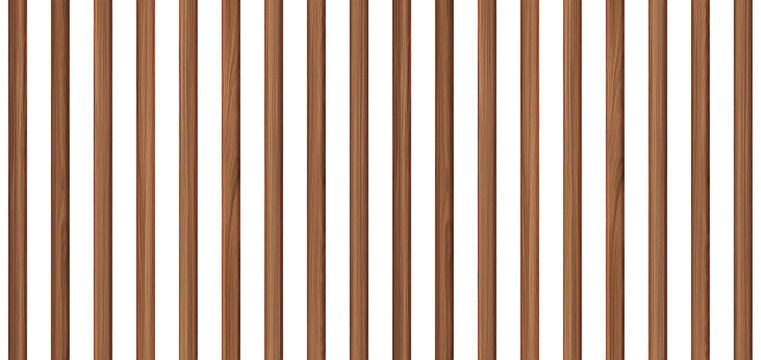 SEAMLESS pattern of warm brown wooden wall panel, isolated on transparent background. Decorative accent wall, space divider or fence design. 