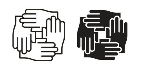 Obraz premium Teamwork icon, thin line symbol, editable stroke eps 10