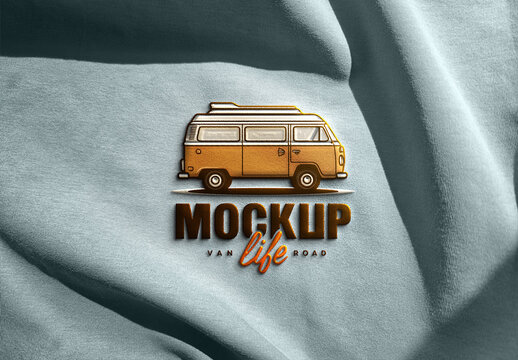 Realistic Embroidered Logo Patch on Fabric Texture Mockup