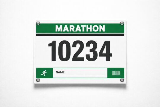 Marathon race bib number 10234 with name field and barcode for runner