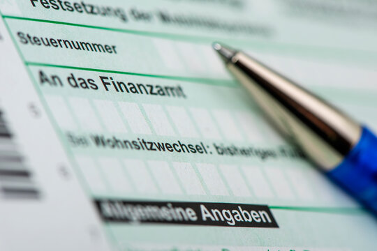 Ein Steuerformular zum Ausf&uuml;llen f&uuml;r die Steuererkl&auml;rung zum Finanzamt