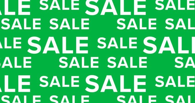 Digital animation of multiple sale text against black background