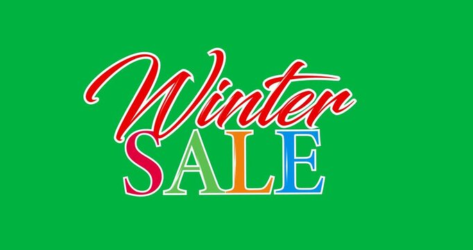 Digital animation of winter sale text against black background