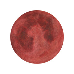 Watercolor worm moon illustration on isolated background. Stylized full moon of March, earthy brown tones, and textured brush strokes. Spring and thawing ground. Circle element for calendar, poster. © Masha_tolk_art