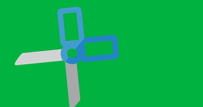 Digital animation of scissor icon moving against black background