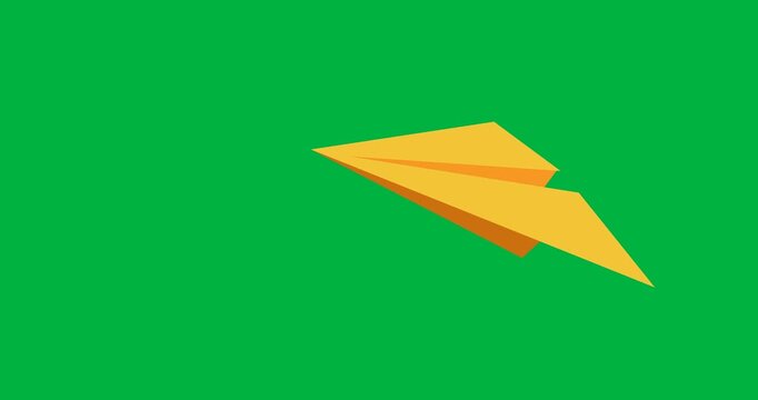 Digital animation of yellow paper plane icon against black background