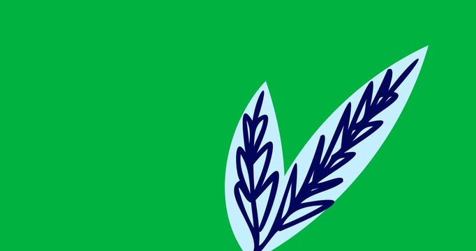 Digital animation of blue leaves icon against black background