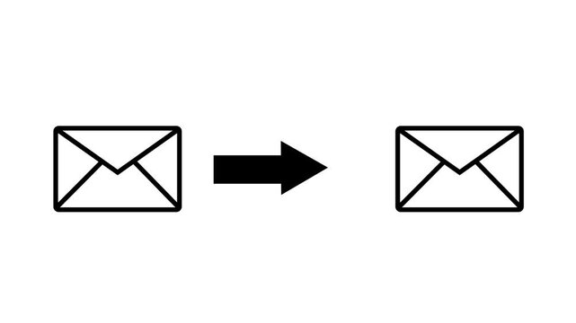 Simple illustration depicting an email being sent from one inbox to another
