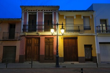 Cullera town in Valencia Province, Valencian Community in Spain. Night street view. © Tupungato