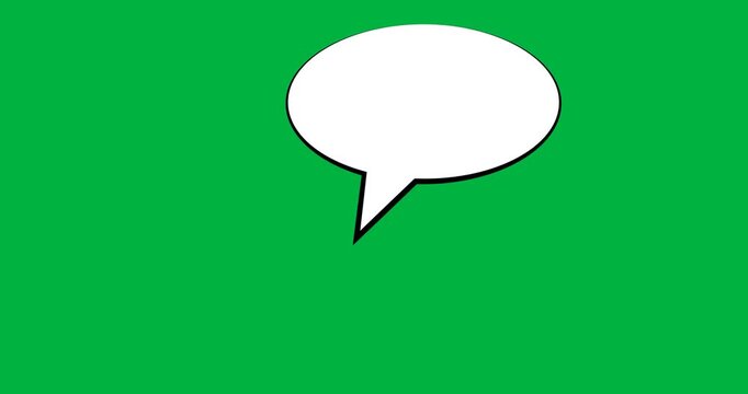 Digital animation of blank speech bubble floating against black background