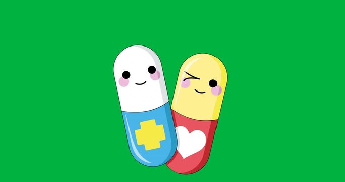 Digital animation of medical pills icon against black background