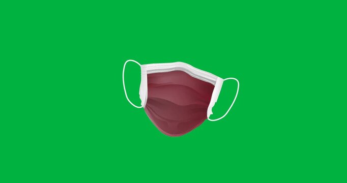 Digital animation of brown face mask icon floating against black background