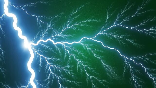 Electric lightning bolts in sky for commercial backgrounds, digital design, and advertising