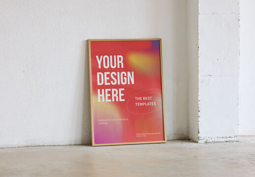 Mockup Of Customizable Framed Poster By Wall