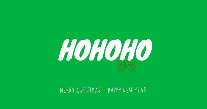Digital animation of ho text with mistletoe icon against black background