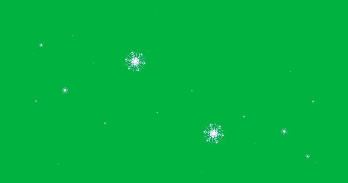 Digital animation of multiple snowflakes icons against black background