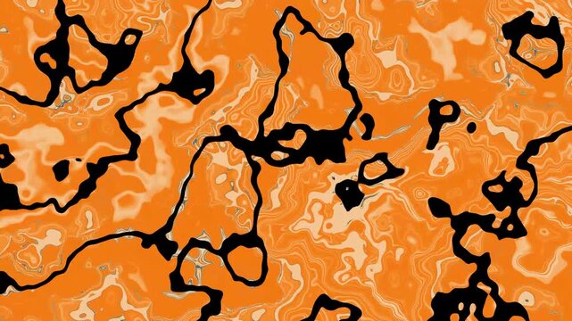 Orange Black Fluid Crack Flow Energetic Seamless Loop Background 4K