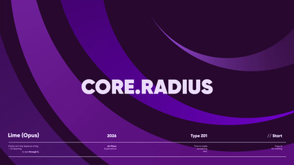 Purple radial arc abstract poster template with concentric circular geometry and smooth gradient shapes  © Takoyaki Shop