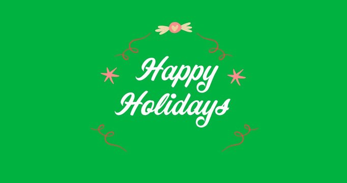 Digital animation of happy holidays text banner against black background